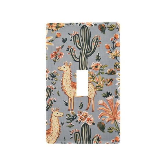 Yayeee Toggle Light Switch Wall Plate 1-Gang 4.5"x2.7" Home Decorative Outlet Cover, Gray Llama Pattern