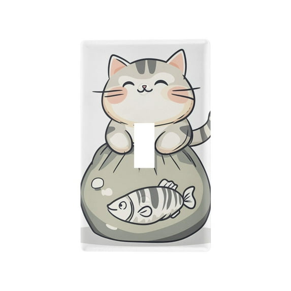 Yayeee Toggle Light Switch Wall Plate 1-Gang 4.5"x2.7" Home Decorative Outlet Cover, Green Cute Cat