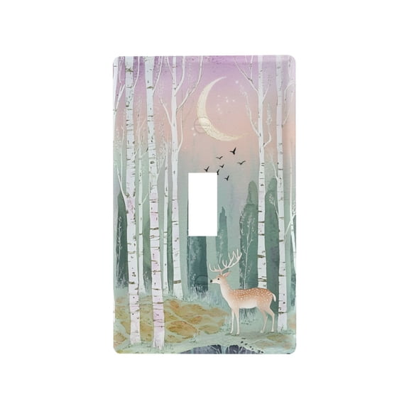Yayeee Toggle Light Switch Wall Plate 1-Gang 4.5"x2.7" Home Decorative Outlet Cover, Green Deer
