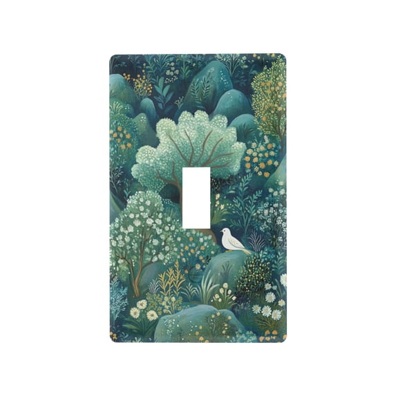 Yayeee Toggle Light Switch Wall Plate 1-Gang 4.5"x2.7" Home Decorative Outlet Cover, Green Forest Pattern