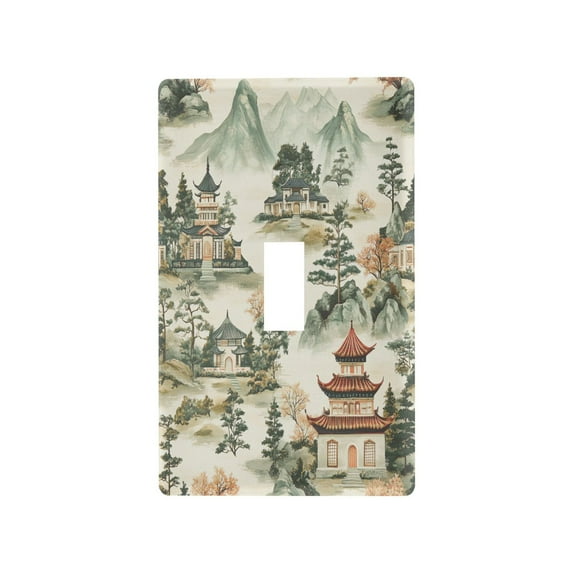 Yayeee Toggle Light Switch Wall Plate 1-Gang 4.5"x2.7" Home Decorative Outlet Cover, Green Mountain Pattern