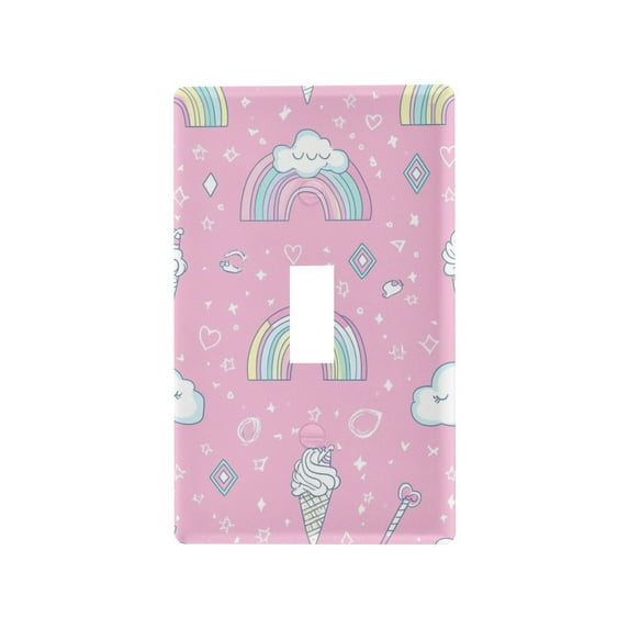 Yayeee Toggle Light Switch Wall Plate 1-Gang 4.5"x2.7" Home Decorative Outlet Cover, Ice Cream Rainbow Pattern