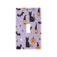thumbnail image 1 of Yayeee Toggle Light Switch Wall Plate 1-Gang 4.5"x2.7" Home Decorative Outlet Cover, Light Purple Halloween Black Cat, 1 of 7