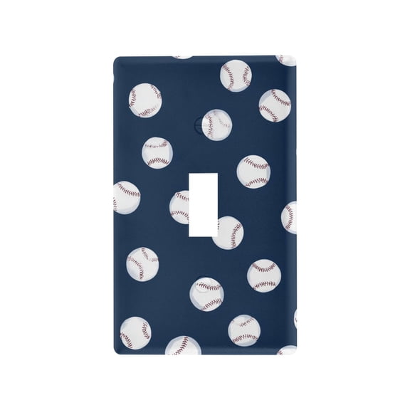 Yayeee Toggle Light Switch Wall Plate 1-Gang 4.5"x2.7" Home Decorative Outlet Cover, Navy Blue Baseball Pattern