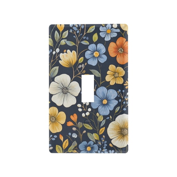 Yayeee Toggle Light Switch Wall Plate 1-Gang 4.5"x2.7" Home Decorative Outlet Cover, Navy Floral Pattern