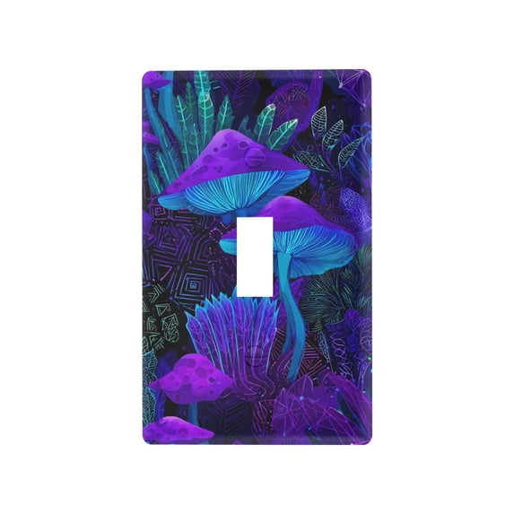 Yayeee Toggle Light Switch Wall Plate 1-Gang 4.5"x2.7" Home Decorative Outlet Cover, Night Mushrooms Pattern