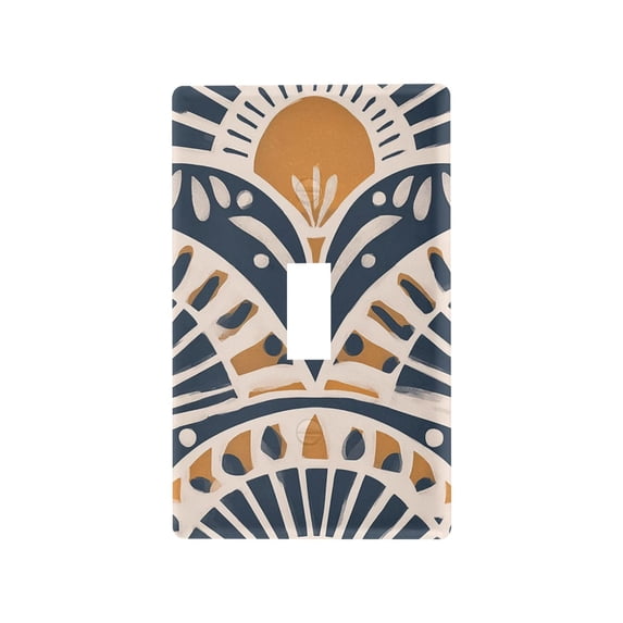 Yayeee Toggle Light Switch Wall Plate 1-Gang 4.5"x2.7" Home Decorative Outlet Cover, Orange Art Pattern