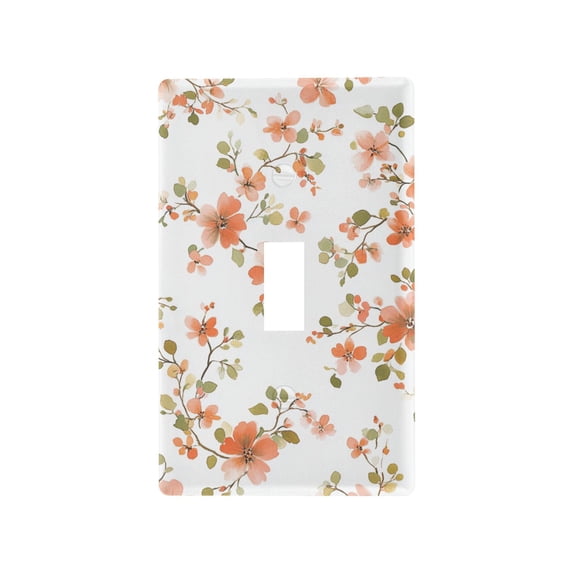Yayeee Toggle Light Switch Wall Plate 1-Gang 4.5"x2.7" Home Decorative Outlet Cover, Orange Floral Blooms