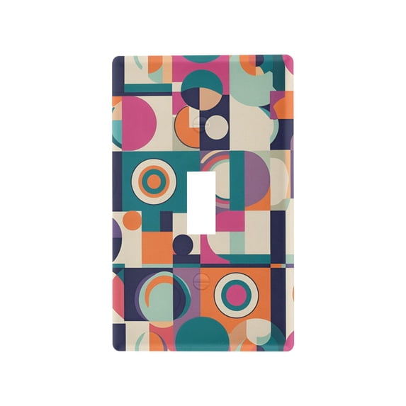 Yayeee Toggle Light Switch Wall Plate 1-Gang 4.5"x2.7" Home Decorative Outlet Cover, Orange Geometric