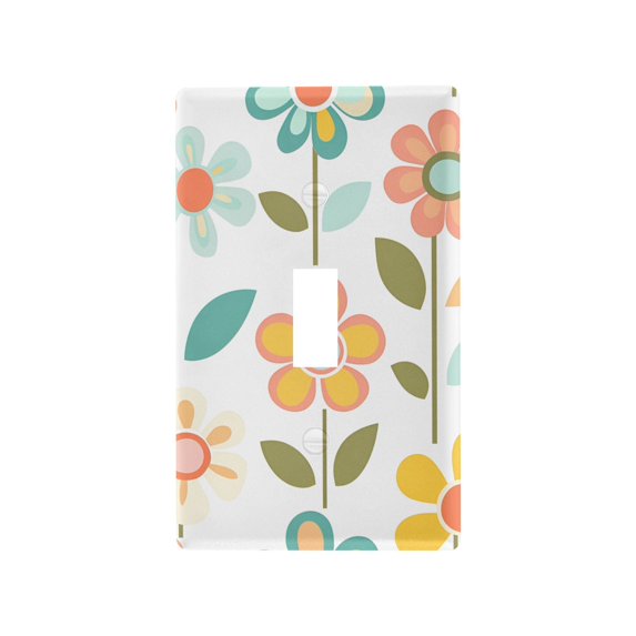 Yayeee Toggle Light Switch Wall Plate 1-Gang 4.5"x2.7" Home Decorative Outlet Cover, Orange Retro Flower