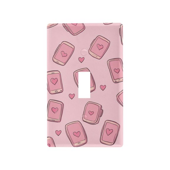 Yayeee Toggle Light Switch Wall Plate 1-Gang 4.5"x2.7" Home Decorative Outlet Cover, Phones and Hearts