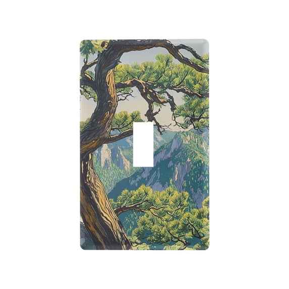 Yayeee Toggle Light Switch Wall Plate 1-Gang 4.5"x2.7" Home Decorative Outlet Cover, Pine Tree