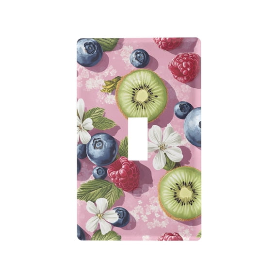 Yayeee Toggle Light Switch Wall Plate 1-Gang 4.5"x2.7" Home Decorative Outlet Cover, Pink Blueberries