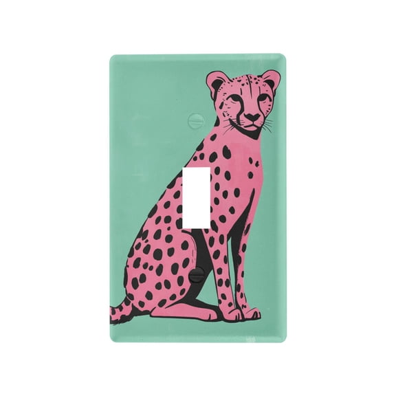 Yayeee Toggle Light Switch Wall Plate 1-Gang 4.5"x2.7" Home Decorative Outlet Cover, Pink Cheetah