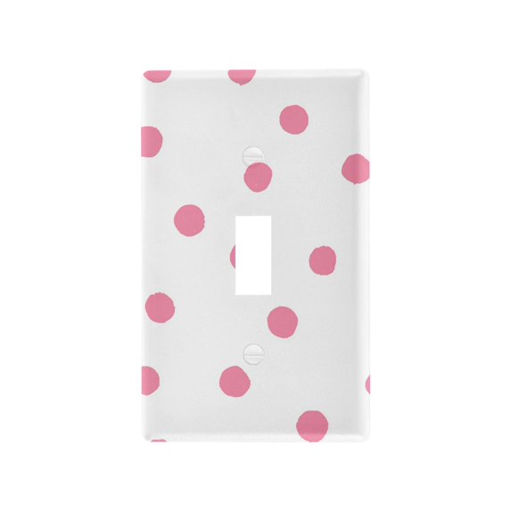 Yayeee Toggle Light Switch Wall Plate 1-Gang 4.5"x2.7" Home Decorative Outlet Cover, Pink Polka Dots