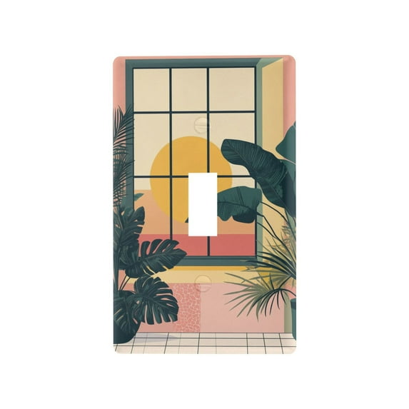 Yayeee Toggle Light Switch Wall Plate 1-Gang 4.5"x2.7" Home Decorative Outlet Cover, Pink Sunset