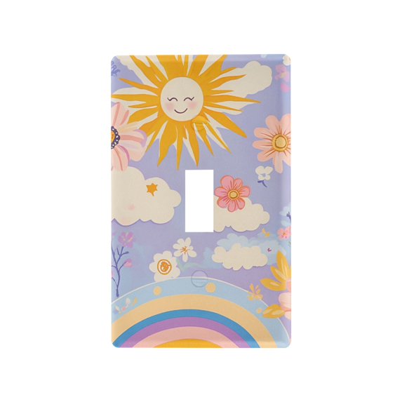 Yayeee Toggle Light Switch Wall Plate 1-Gang 4.5"x2.7" Home Decorative Outlet Cover, Purple Clouds