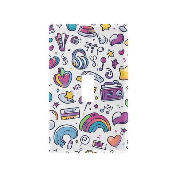 Yayeee Toggle Light Switch Wall Plate 1-Gang 4.5"x2.7" Home Decorative Outlet Cover, Purple Doodle Pattern