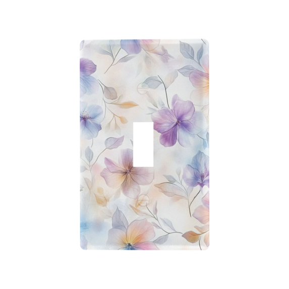 Yayeee Toggle Light Switch Wall Plate 1-Gang 4.5"x2.7" Home Decorative Outlet Cover, Purple Flower Pattern