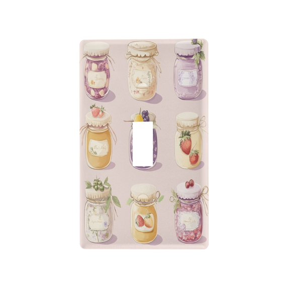 Yayeee Toggle Light Switch Wall Plate 1-Gang 4.5"x2.7" Home Decorative Outlet Cover, Purple Jam Jars