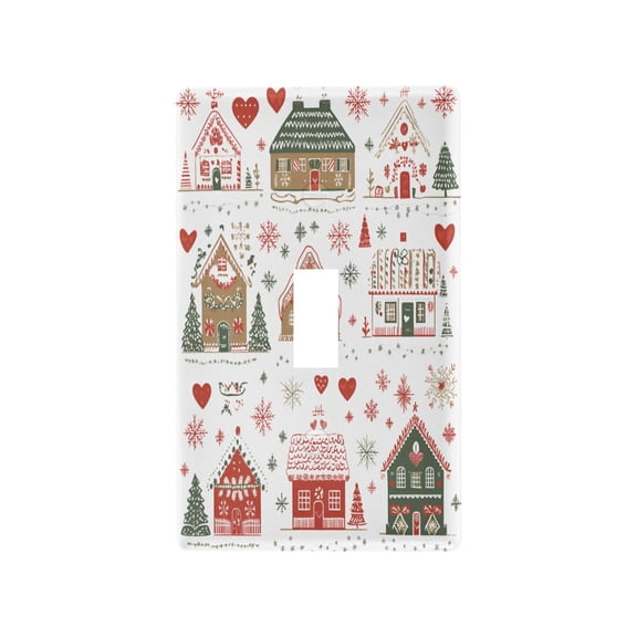Yayeee Toggle Light Switch Wall Plate 1-Gang 4.5"x2.7" Home Decorative Outlet Cover, Red Nordic Christmas House