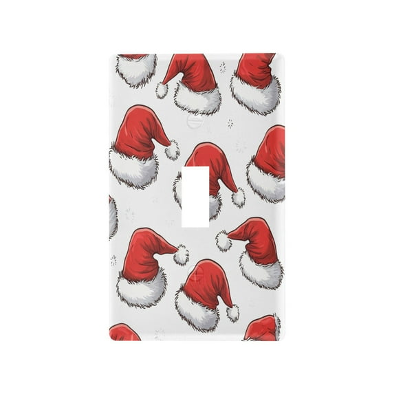 Yayeee Toggle Light Switch Wall Plate 1-Gang 4.5"x2.7" Home Decorative Outlet Cover, Red Santa Hats Pattern