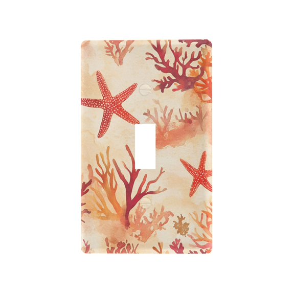 Yayeee Toggle Light Switch Wall Plate 1-Gang 4.5"x2.7" Home Decorative Outlet Cover, Red Starfish