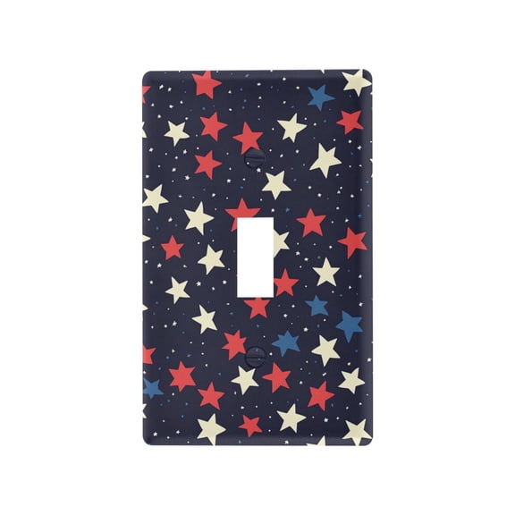 Yayeee Toggle Light Switch Wall Plate 1-Gang 4.5"x2.7" Home Decorative Outlet Cover, Red Starry Pattern