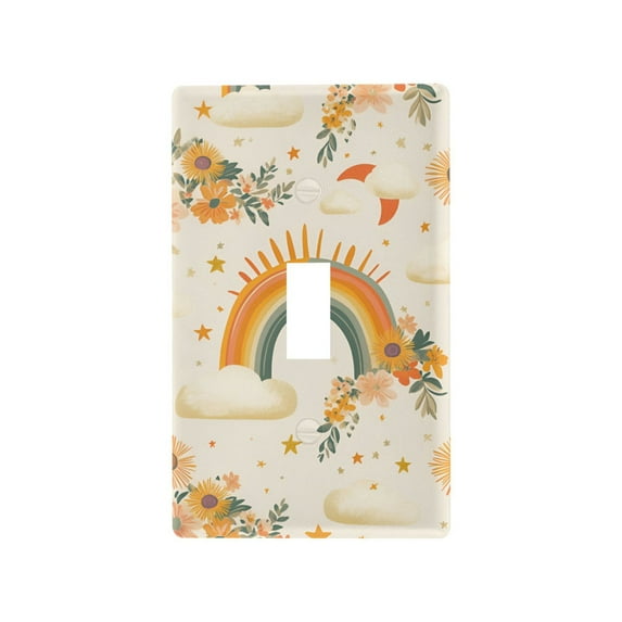 Yayeee Toggle Light Switch Wall Plate 1-Gang 4.5"x2.7" Home Decorative Outlet Cover, Retro Rainbow
