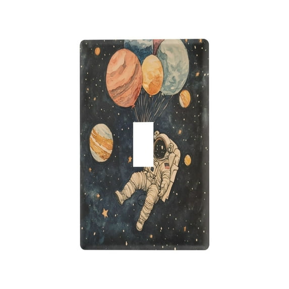 Yayeee Toggle Light Switch Wall Plate 1-Gang 4.5"x2.7" Home Decorative Outlet Cover, Retro Watercolor Planet