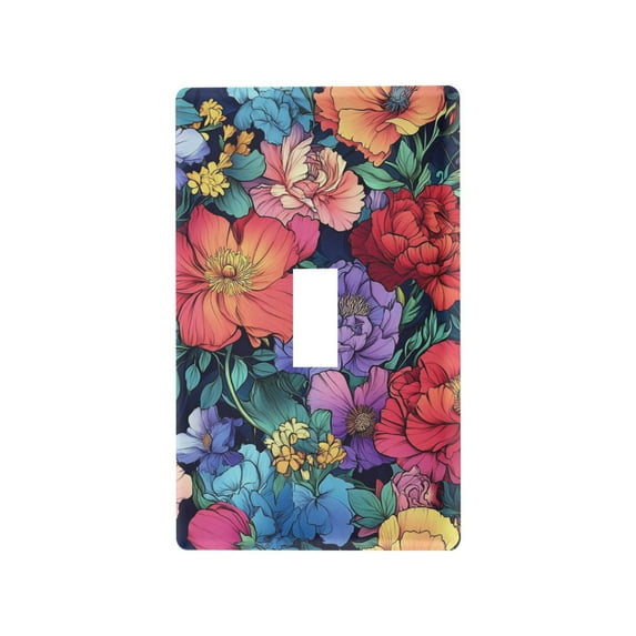 Yayeee Toggle Light Switch Wall Plate 1-Gang 4.5"x2.7" Home Decorative Outlet Cover, Serene Floral Pattern