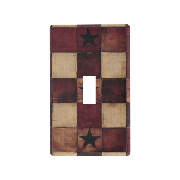 Yayeee Toggle Light Switch Wall Plate 1-Gang 4.5"x2.7" Home Decorative Outlet Cover, Star Spangled Squares