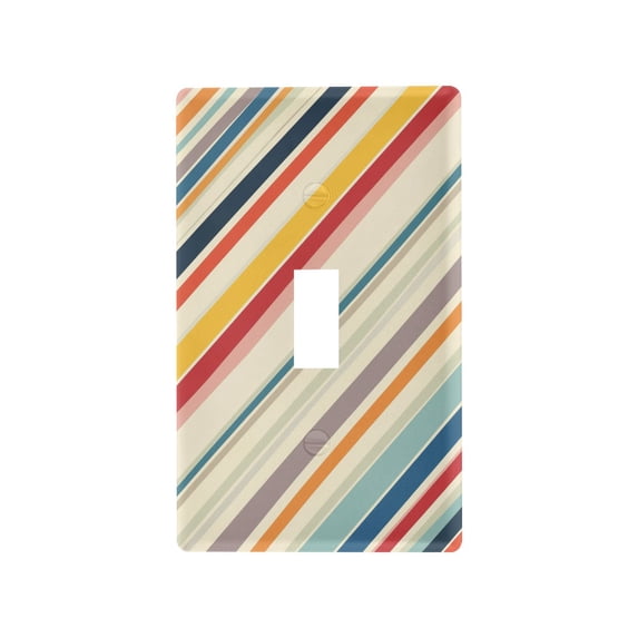 Yayeee Toggle Light Switch Wall Plate 1-Gang 4.5"x2.7" Home Decorative Outlet Cover, Striped Pattern
