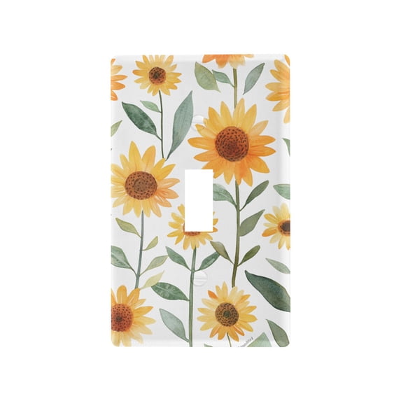 Yayeee Toggle Light Switch Wall Plate 1-Gang 4.5"x2.7" Home Decorative Outlet Cover, Sunflowers and Leaves Pattern