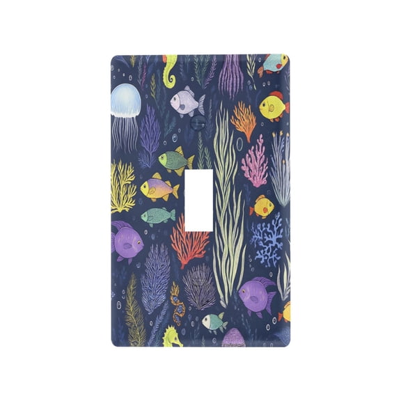 Yayeee Toggle Light Switch Wall Plate 1-Gang 4.5"x2.7" Home Decorative Outlet Cover, Vibrant Ocean Pattern