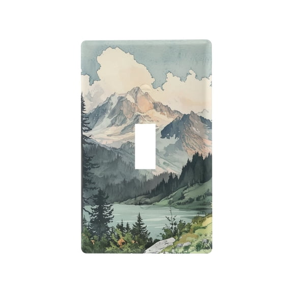 Yayeee Toggle Light Switch Wall Plate 1-Gang 4.5"x2.7" Home Decorative Outlet Cover, Watercolor Mountatin