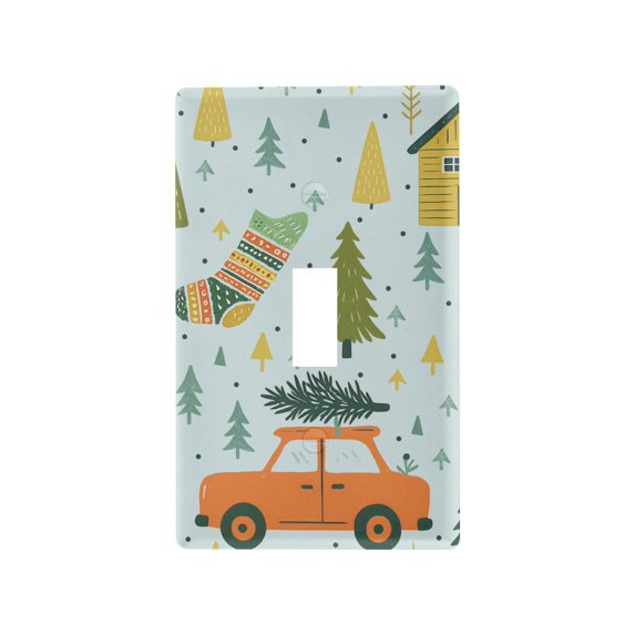 Yayeee Toggle Light Switch Wall Plate 1-Gang 4.5"x2.7" Home Decorative Outlet Cover, Whimsical Christmas Pattern