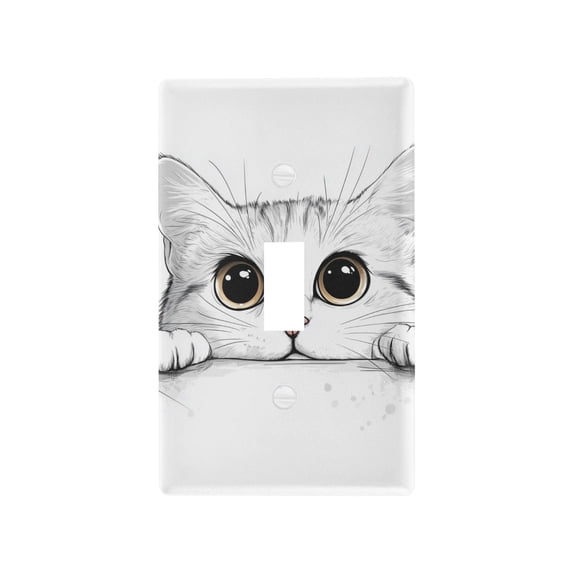 Yayeee Toggle Light Switch Wall Plate 1-Gang 4.5"x2.7" Home Decorative Outlet Cover, White Cat