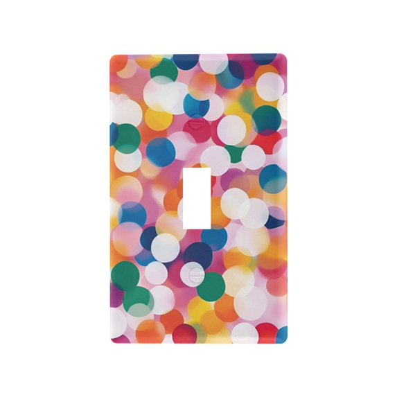 Yayeee Toggle Light Switch Wall Plate 1-Gang 4.5"x2.7" Home Decorative Outlet Cover, White Colorful Circles