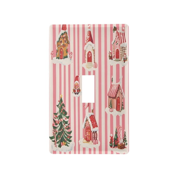 Yayeee Toggle Light Switch Wall Plate 1-Gang 4.5"x2.7" Home Decorative Outlet Cover, White Gingerbread Houses