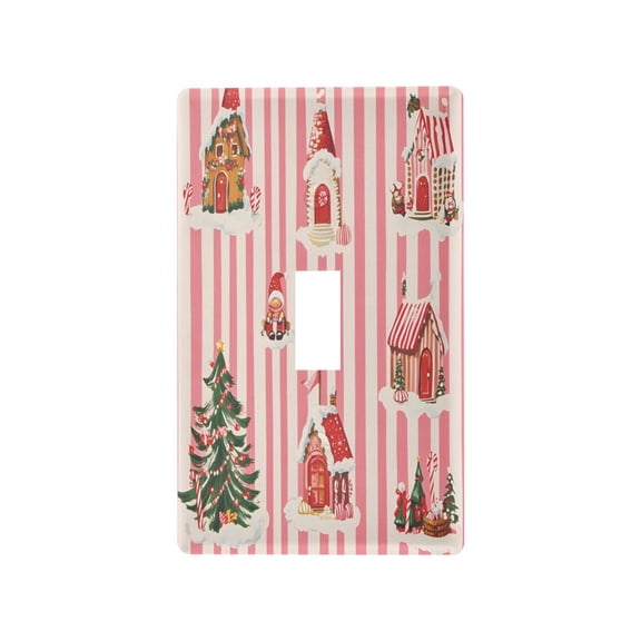 Yayeee Toggle Light Switch Wall Plate 1-Gang 4.5"x2.7" Home Decorative Outlet Cover, White Gingerbread Houses