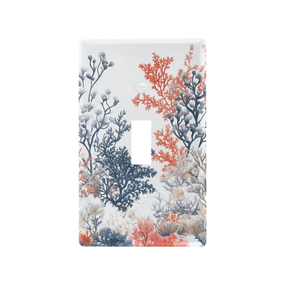 Yayeee Toggle Light Switch Wall Plate 1-Gang 4.5"x2.7" Home Decorative Outlet Cover, White Sea Plants