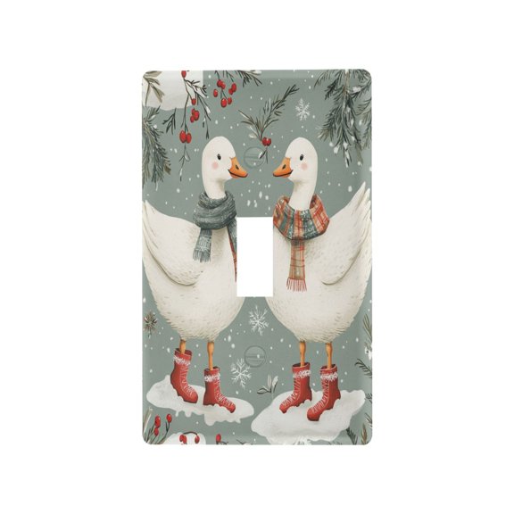 Yayeee Toggle Light Switch Wall Plate 1-Gang 4.5"x2.7" Home Decorative Outlet Cover, Winter Goose Scarves
