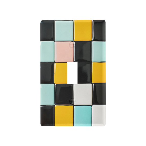Yayeee Toggle Light Switch Wall Plate 1-Gang 4.5"x2.7" Home Decorative Outlet Cover, Yellow Checkered Pattern