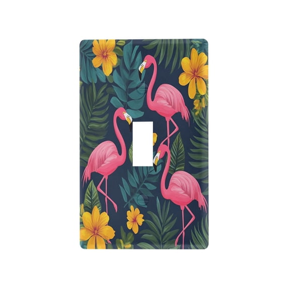 Yayeee Toggle Light Switch Wall Plate 1-Gang 4.5"x2.7" Home Decorative Outlet Cover, Yellow Floral Flamingo