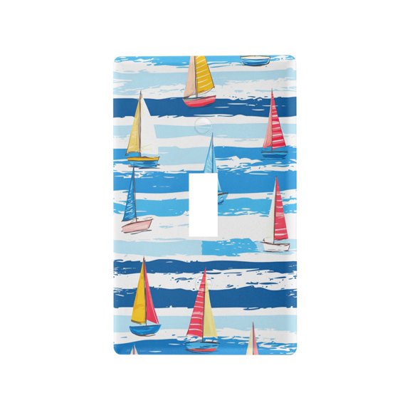 Yayeee Toggle Light Switch Wall Plate 1-Gang 4.5"x2.7" Home Decorative Outlet Cover, Yellow Sailboats