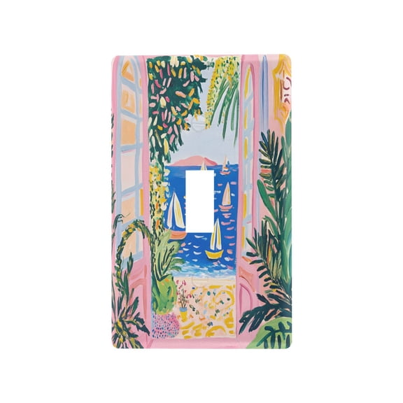 Yayeee Toggle Light Switch Wall Plate 1-Gang 4.5"x2.7" Home Decorative Outlet Cover, Yellow Seaside