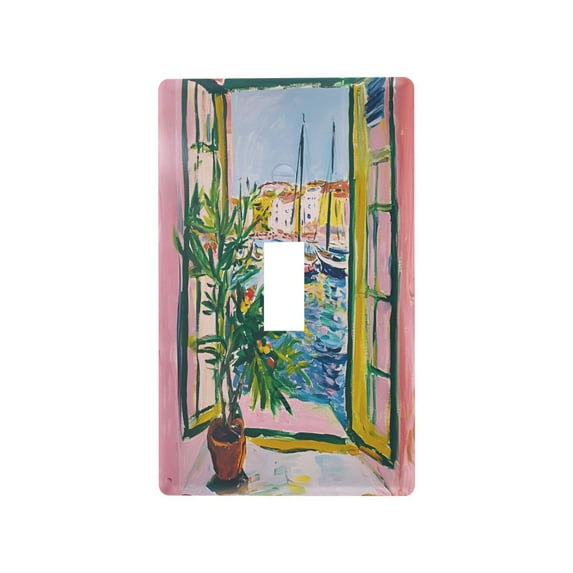 Yayeee Toggle Light Switch Wall Plate 1-Gang 4.5"x2.7" Home Decorative Outlet Cover, Yellow Window