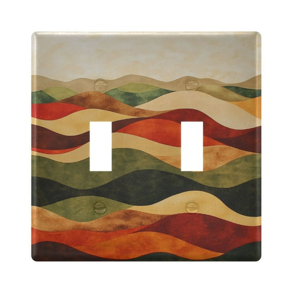 Yayeee Toggle Light Switch Wall Plate 2-Gang 4.56"x4.48" Decorative Outlet Cover, Abstract Desert Pattern