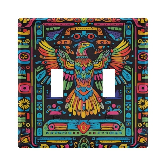 Yayeee Toggle Light Switch Wall Plate 2-Gang 4.56"x4.48" Decorative Outlet Cover, Abstract Eagle